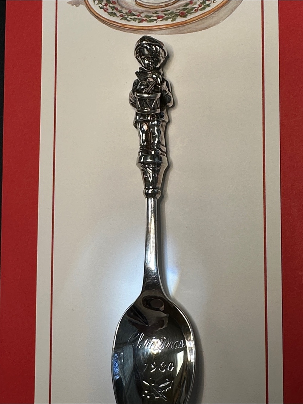 Reed& Barton Drummer Boy 1980 Collector Silver-Plated Christmas Spoon-6 3/8”